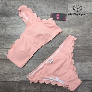 Shekini Scallop One Shoulder Bikini Swimsuit Size M